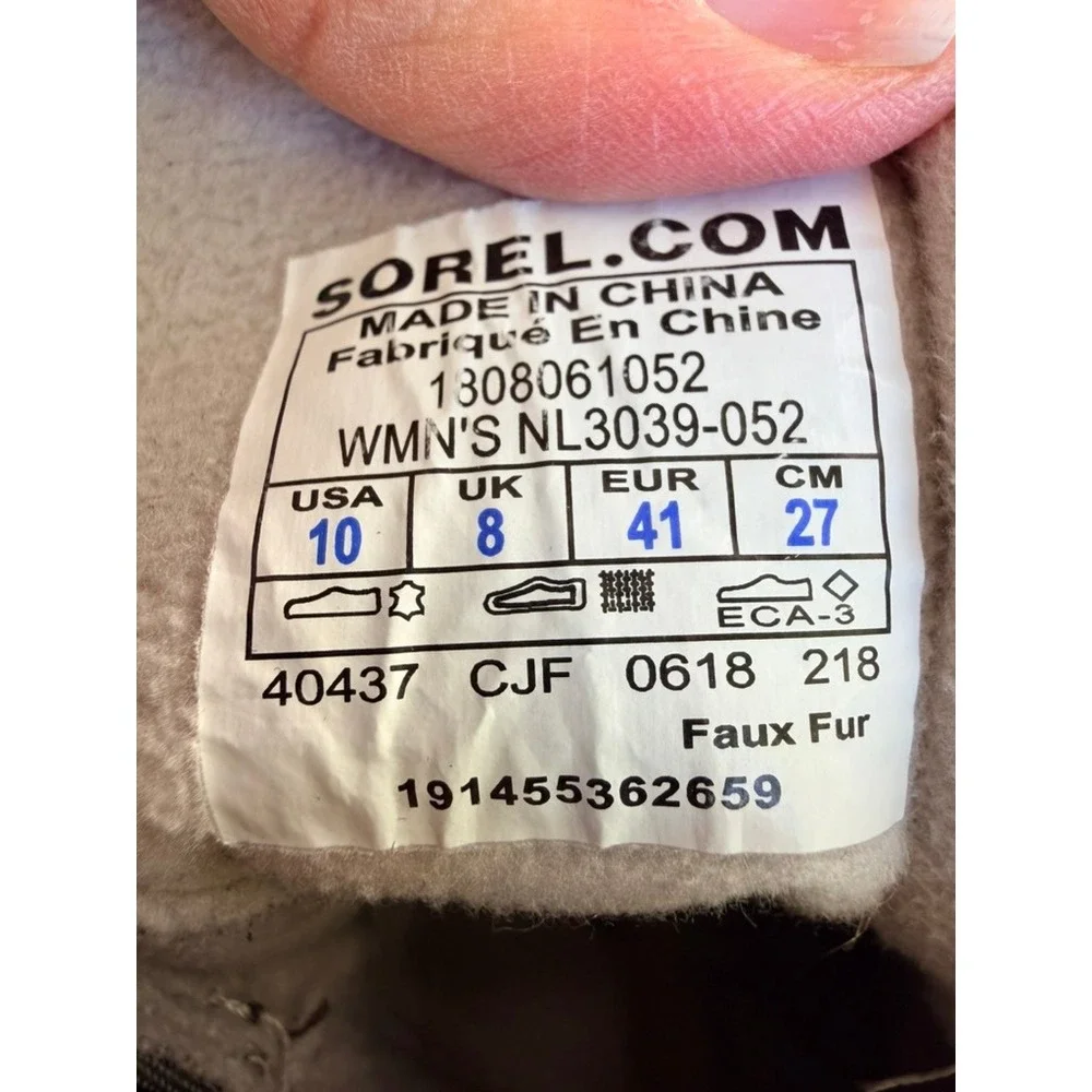 Sorel Boots Womens 10 Grey Explorer Joan Waterproof Suede‎ Faux Fur NL3039-052